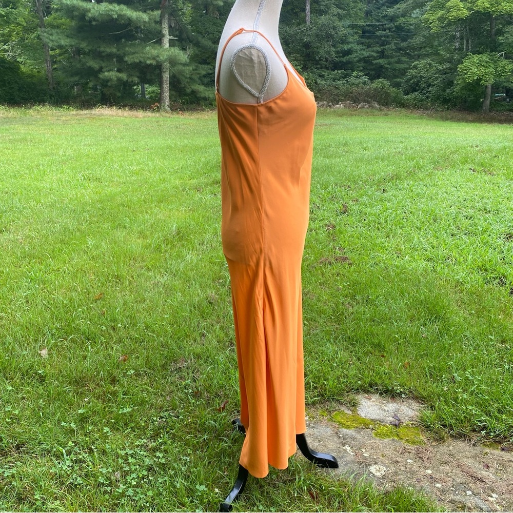 AYR DRESS MAXI ORANGE SILK SLIP ON SPAGHETTI STRAP SIZE S - Picture 7 of 12